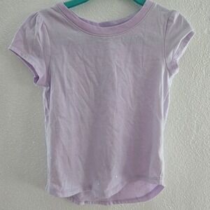 Cat & Jack Girls Purple Glitter Sparkle Short Sleeve T-Shirt 4T Lavender Tee